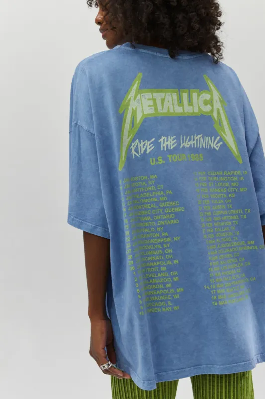 Metallica US Tour 1985 OS Tee in Dusty Blue sold by Daydreamer