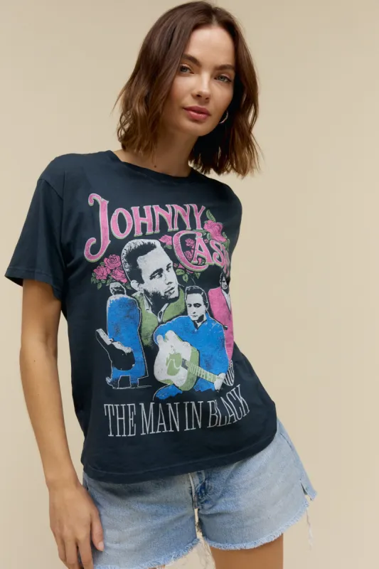 Johnny Cash A Man Comes Around Boyfriend Tee in Vintage Black sold by Daydreamer