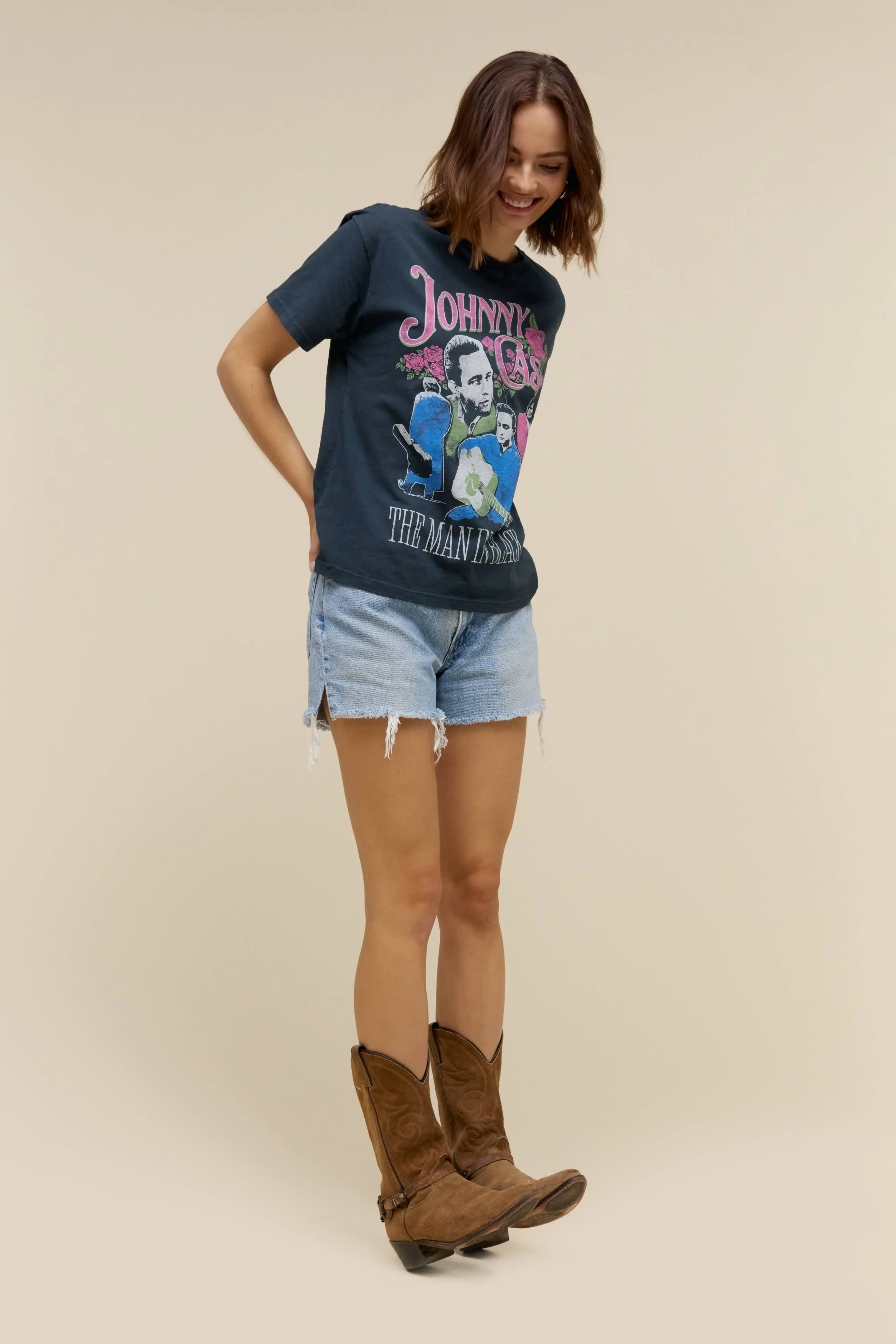 Johnny Cash A Man Comes Around Boyfriend Tee in Vintage Black sold by Daydreamer product image thumbnail 3