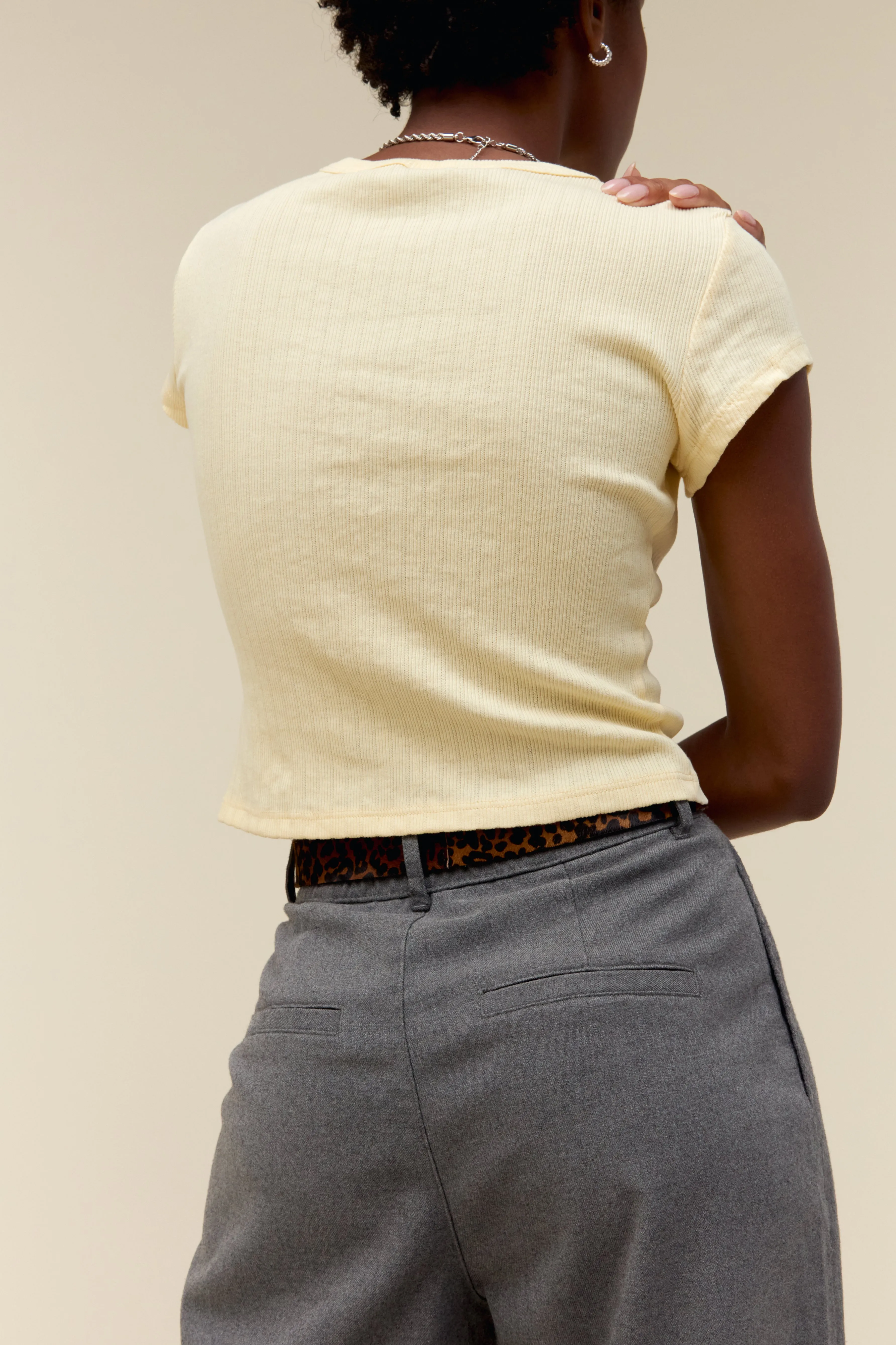 Rose Pointelle Tee in Yellow Fizz sold by Daydreamer product image thumbnail 2