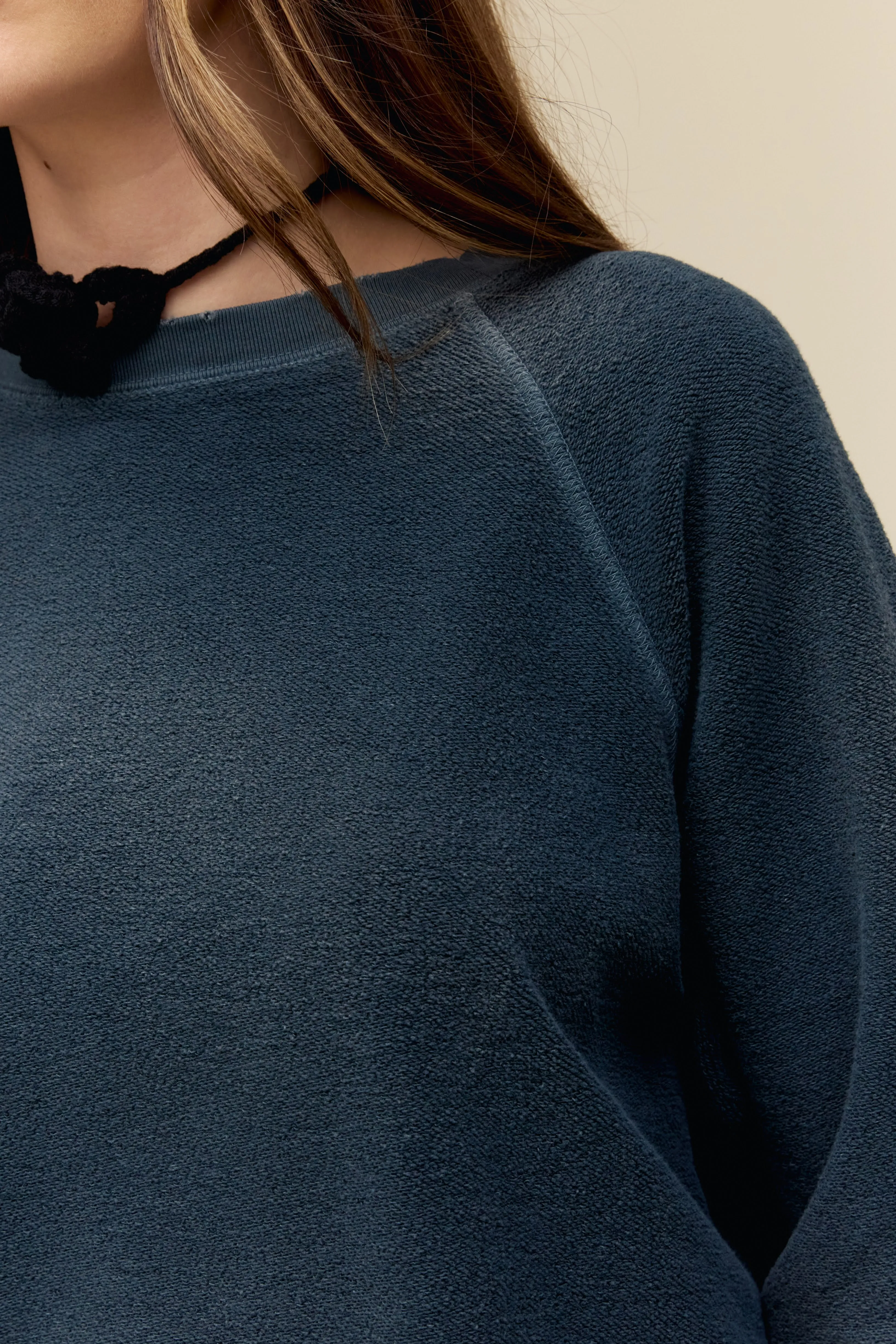 Solid Reverse Raglan Sweatshirt in Sun Faded Black sold by Daydreamer product image thumbnail 3