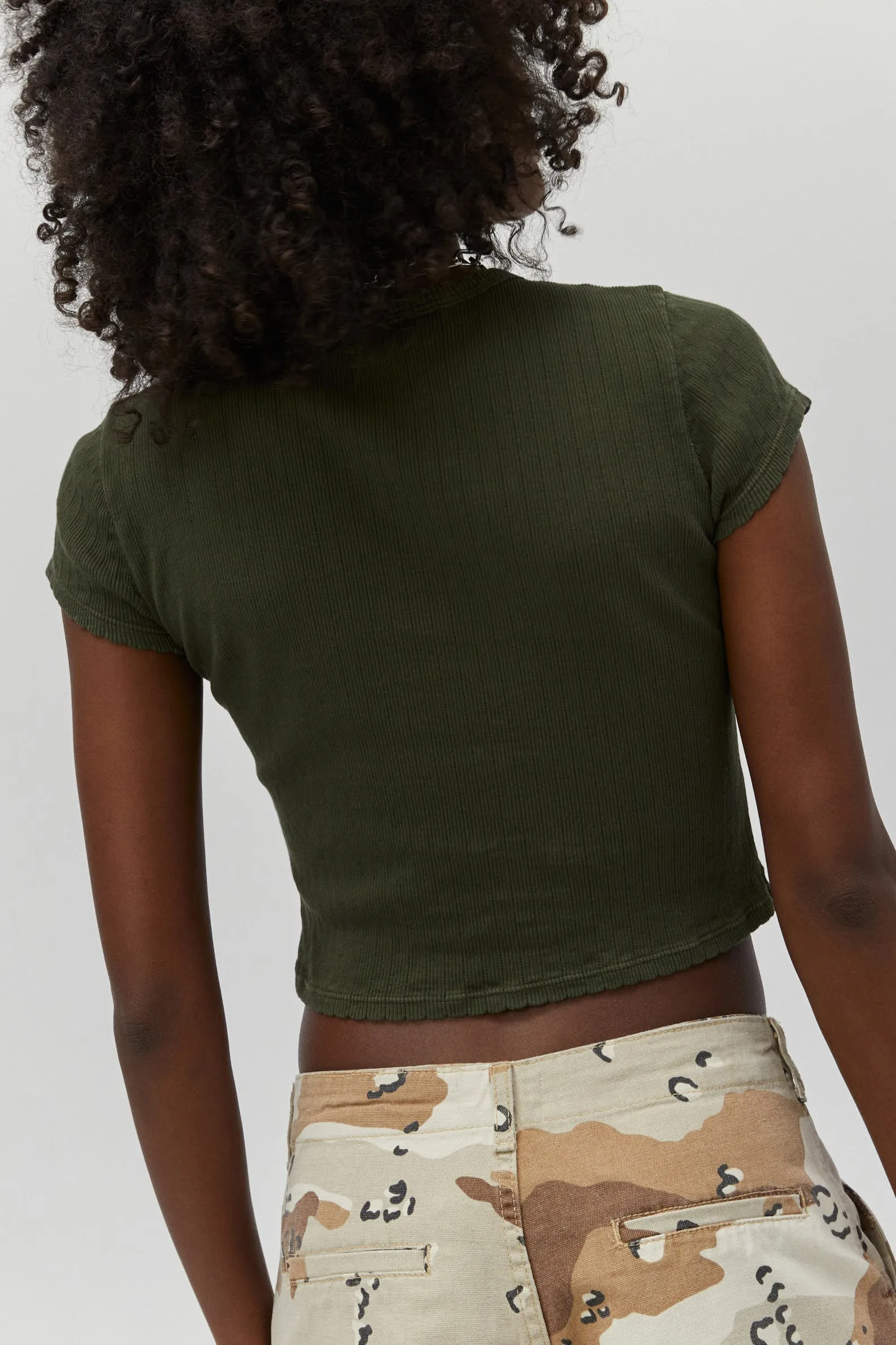 Solid Pointelle Tee in Military Green sold by Daydreamer product image thumbnail 2