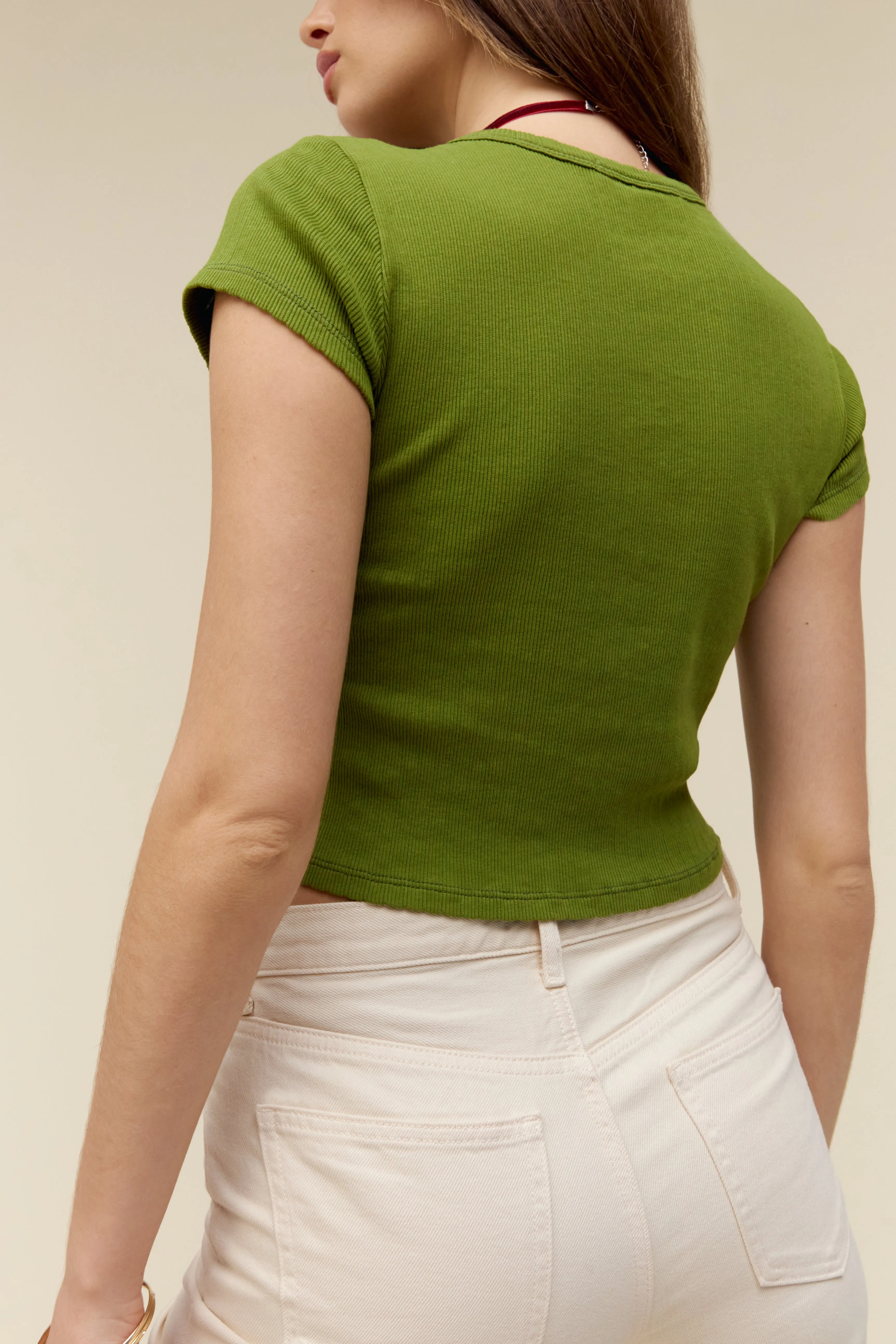 Rose Pointelle Tee in Green Oasis sold by Daydreamer product image thumbnail 3