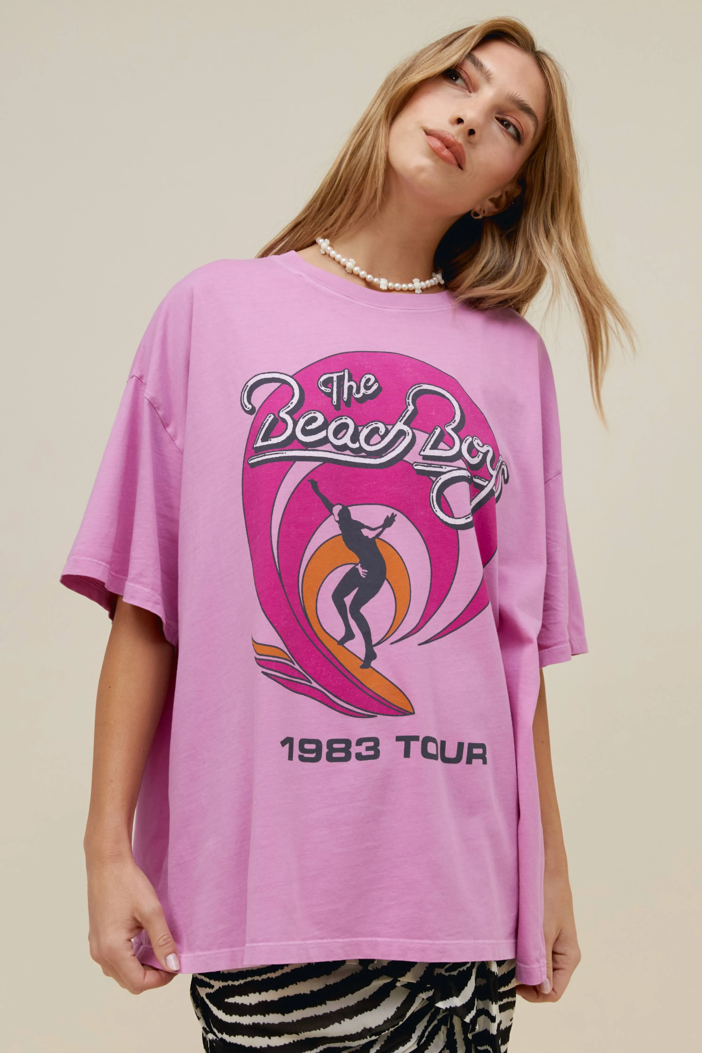 The Beach Boys 1983 Tour OS Tee in Lilac Bloom sold by Daydreamer