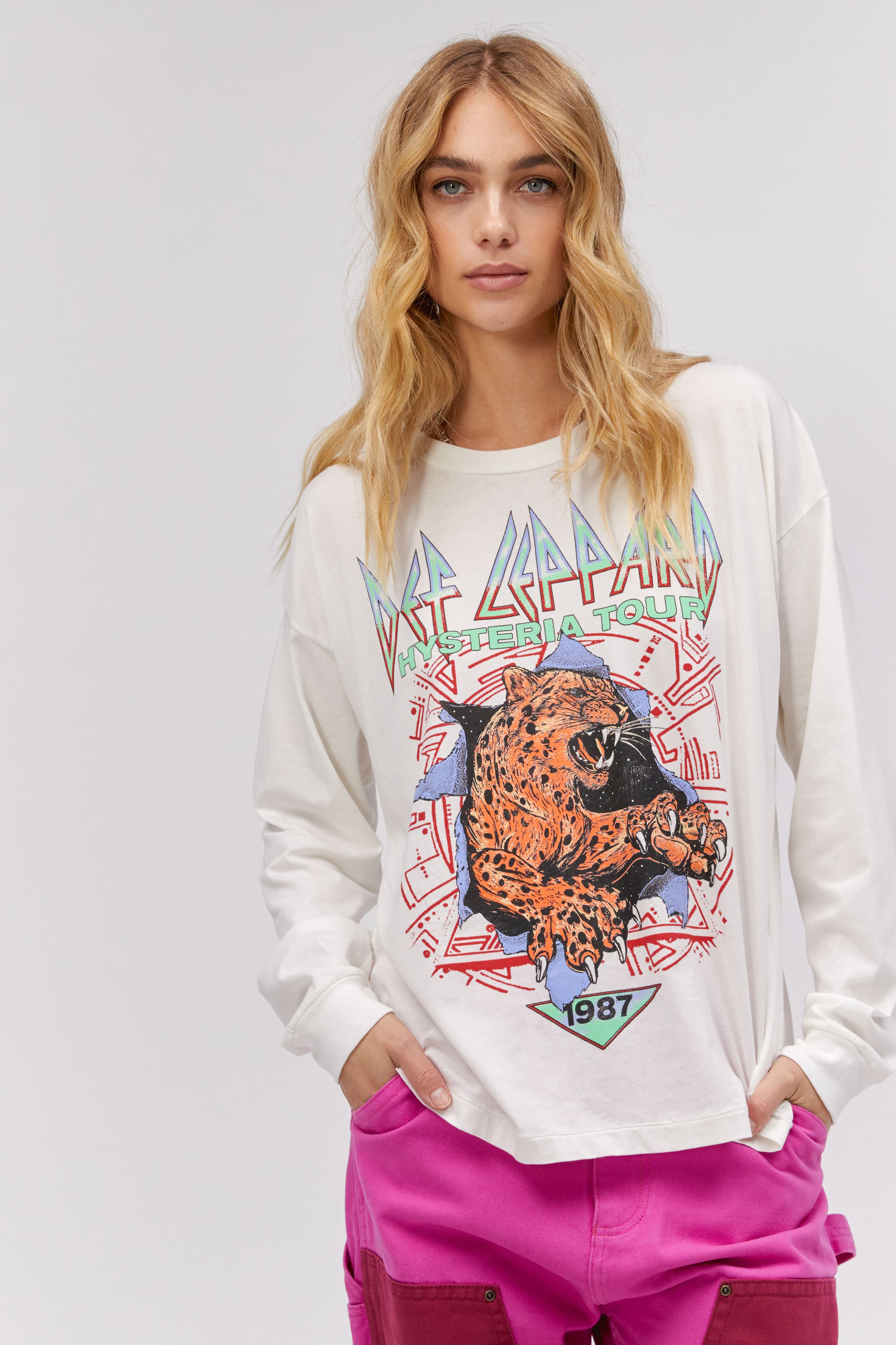 Def Leppard Animal Long Sleeve Merch Tee in Vintage White sold by Daydreamer