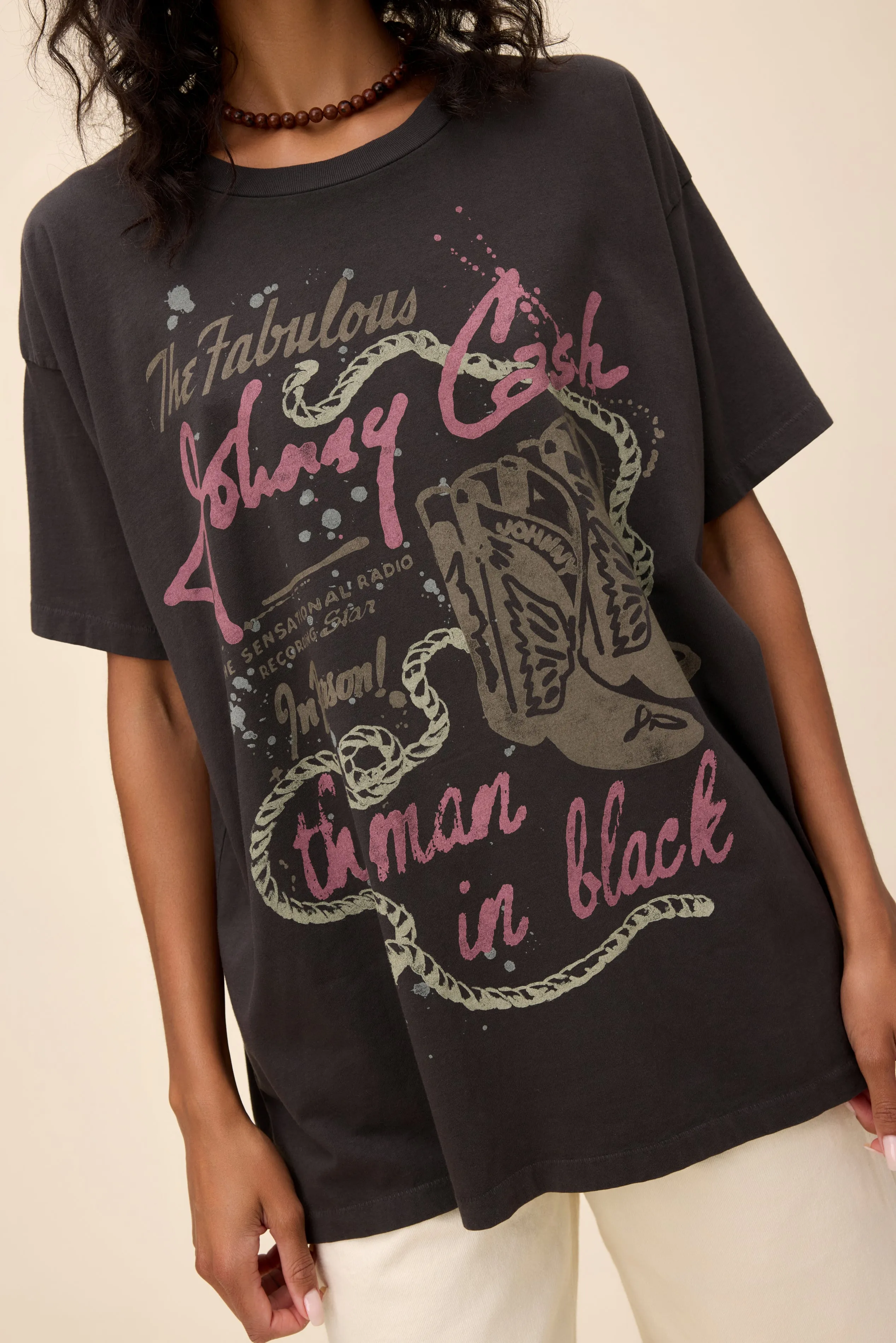 Johnny Cash Water Color Merch Tee sold by Daydreamer product image thumbnail 2