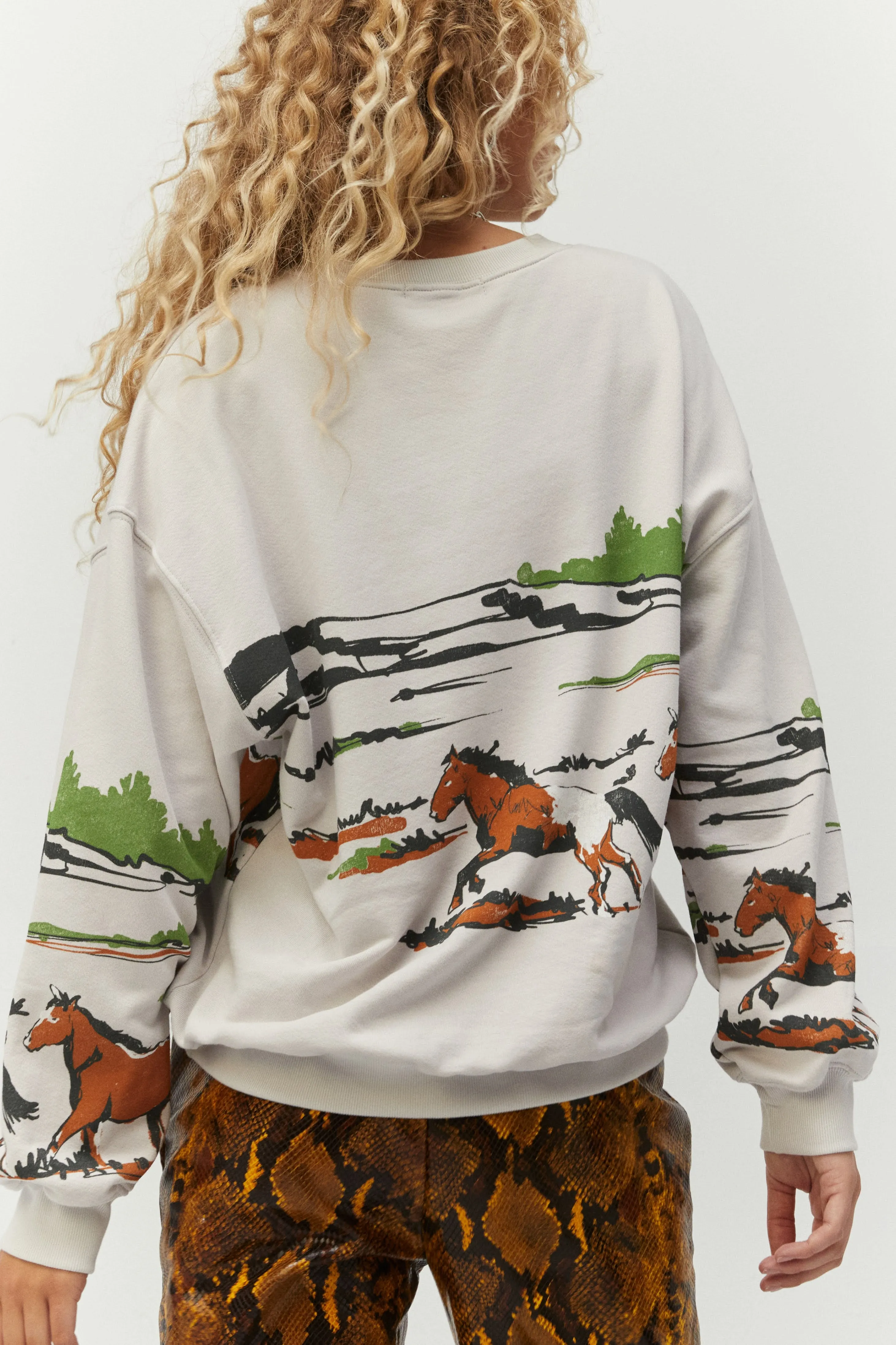 Running Horses Oversized Crew sold by Daydreamer product image thumbnail 2