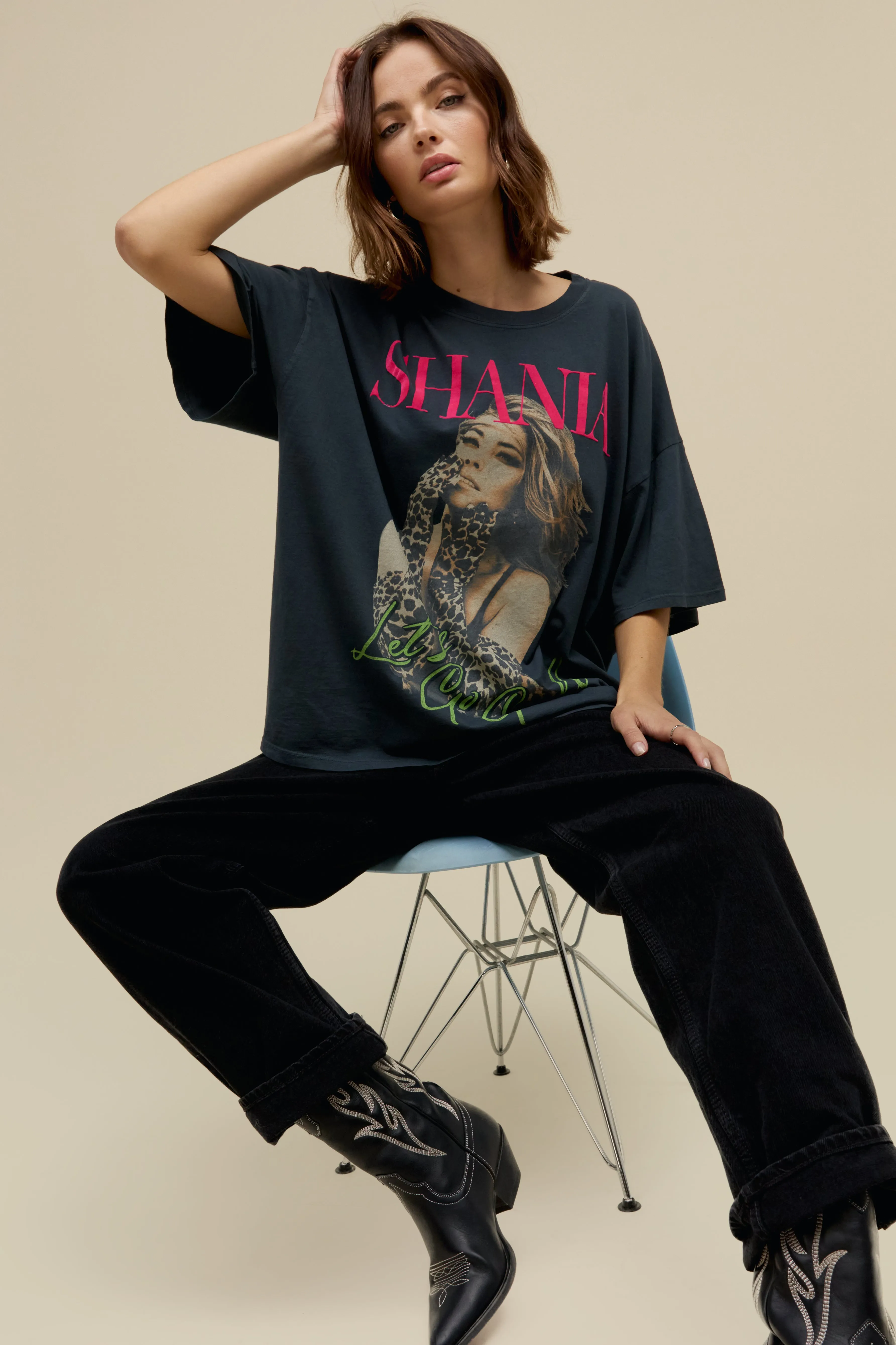 Shania Let's Go Girls OS Tee in Vintage Black sold by Daydreamer