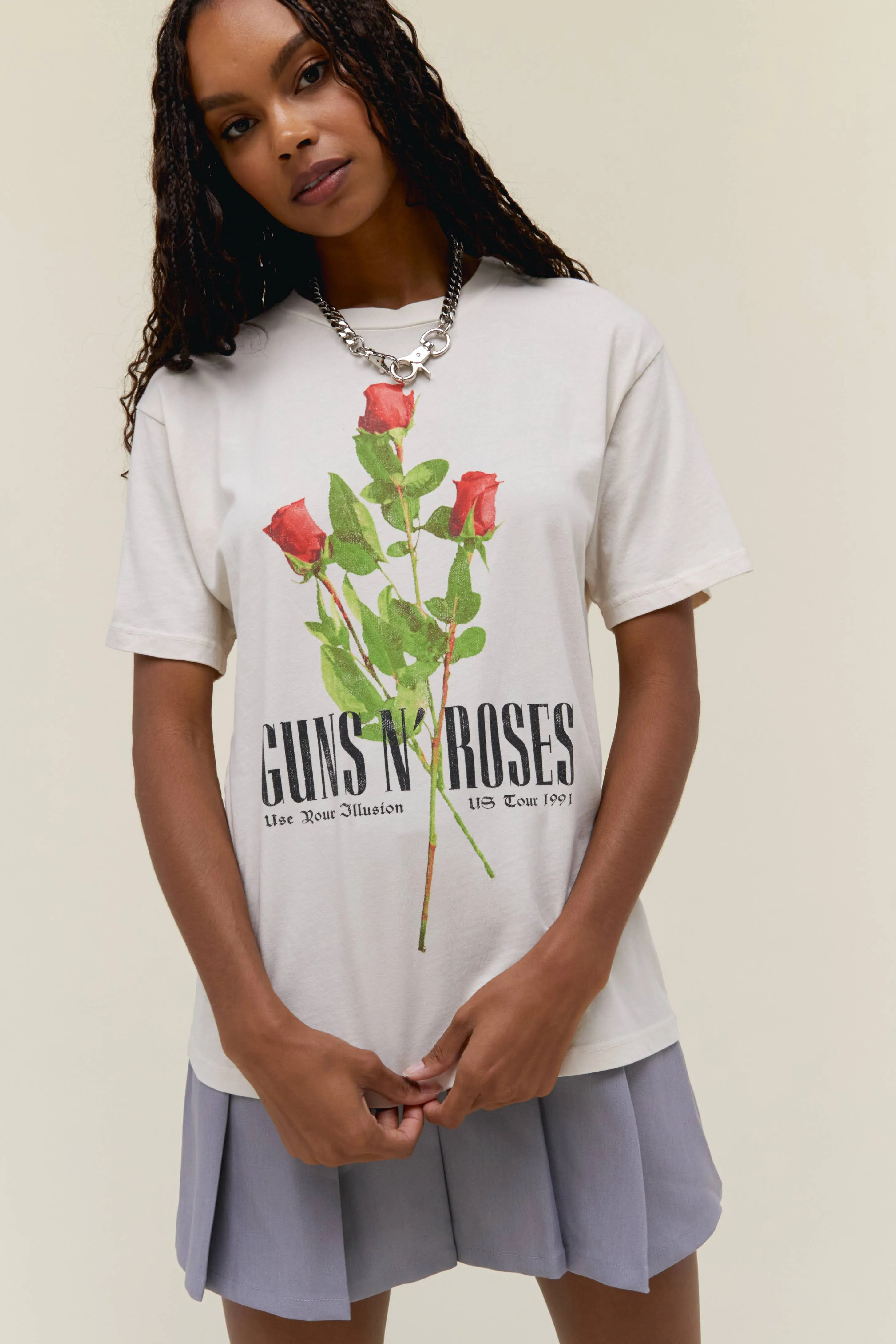 Guns N' Roses Use Your Illusion Roses Weekend Tee in Dirty White sold by Daydreamer