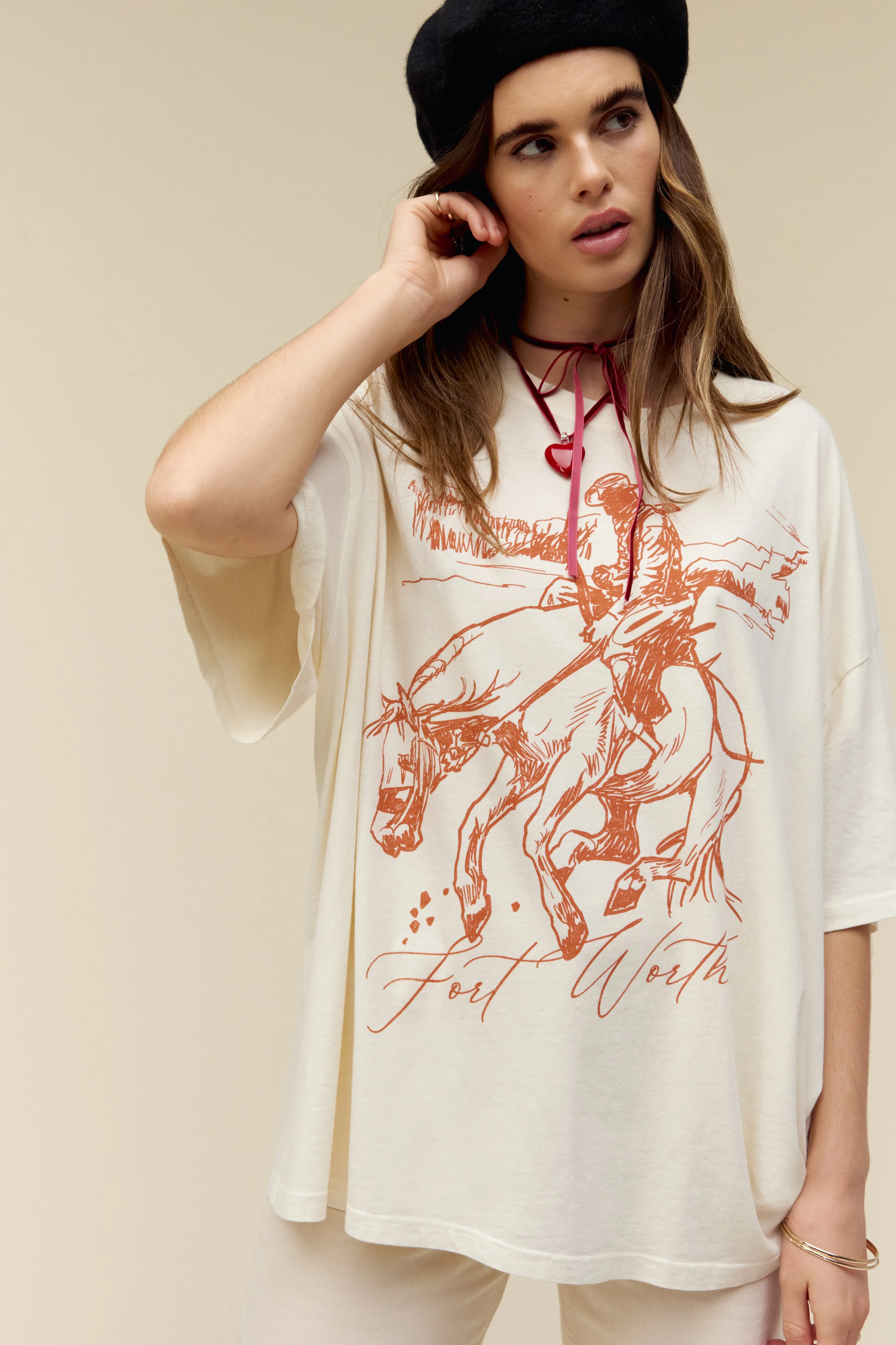Fort Worth OS Tee in Stone Vintage sold by Daydreamer
