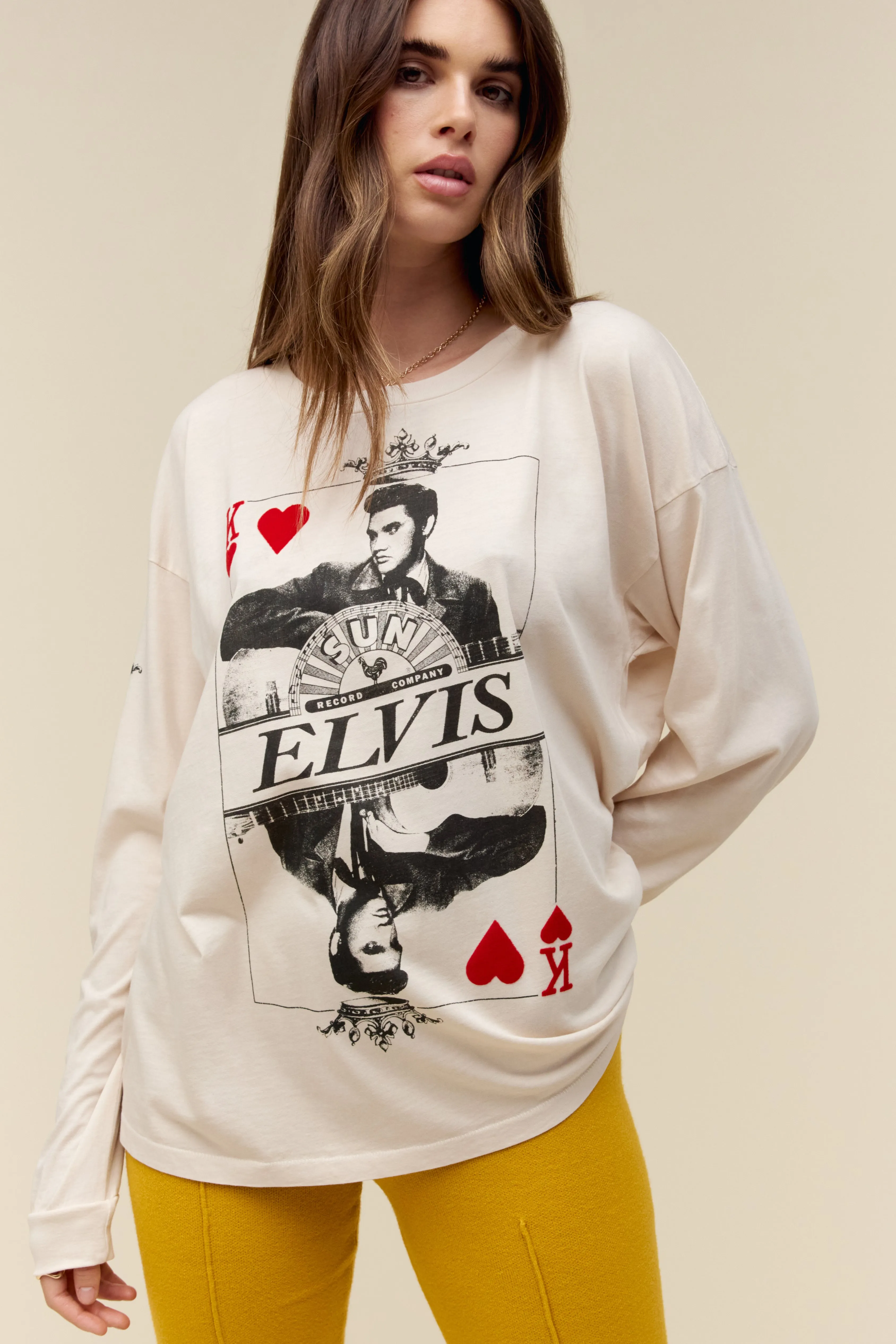 Sun Records X Elvis King of Hearts Merch Long Sleeve in Dirty White sold by Daydreamer product image thumbnail 3