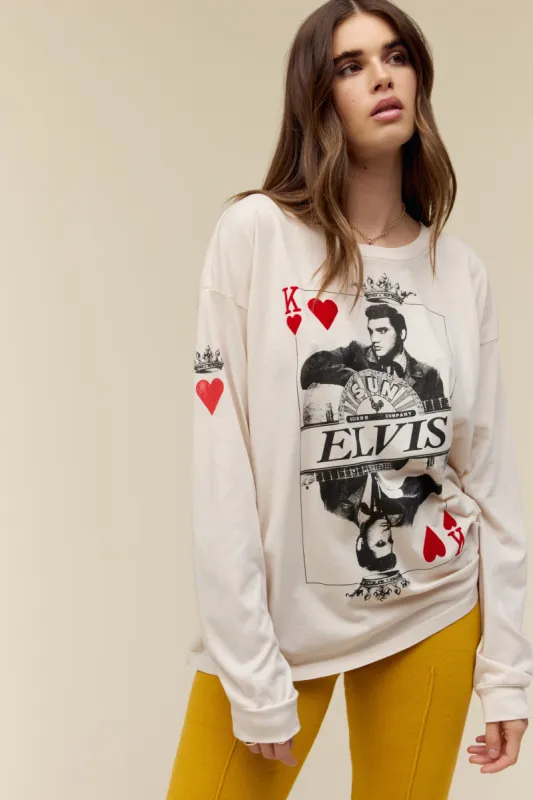 Sun Records X Elvis King of Hearts Merch Long Sleeve in Dirty White sold by Daydreamer