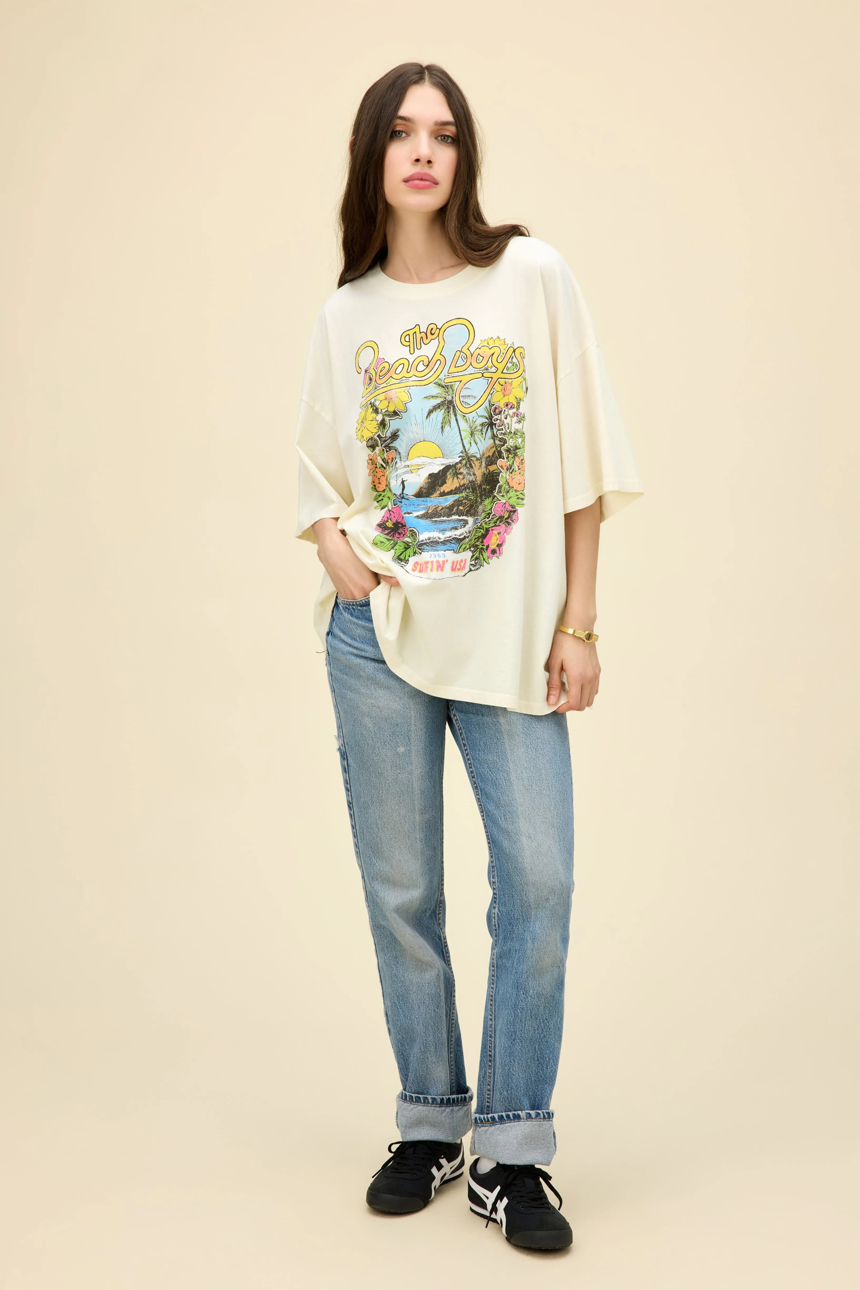 The Beach Boys Surfin' USA 1963 OS Tee in Stone Vintage sold by Daydreamer