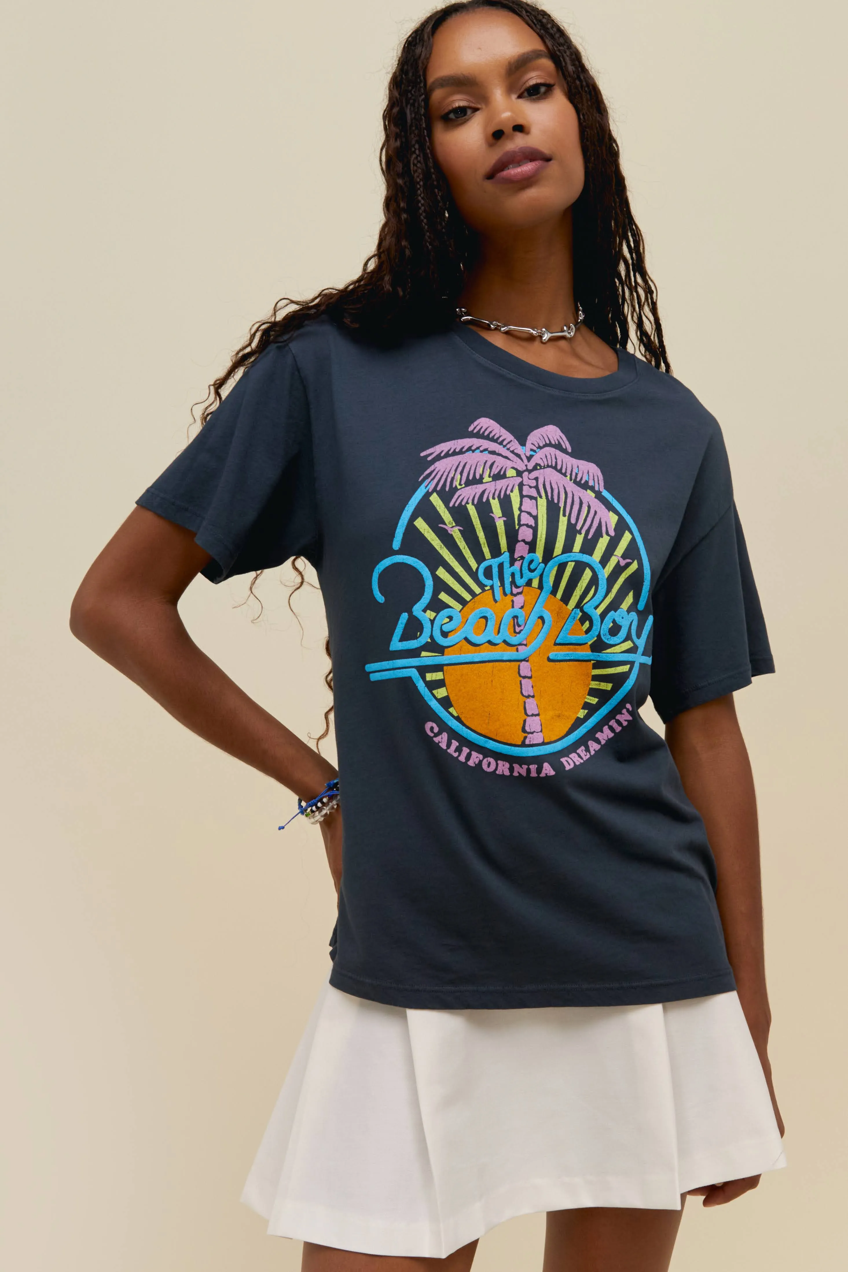 The Beach Boys California Dreamin' Boyfriend Tee in Vintage Black sold by Daydreamer