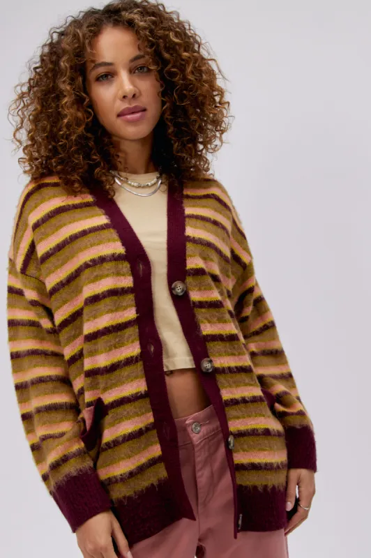 Stripe Cardigan in Cherry Crush sold by Daydreamer