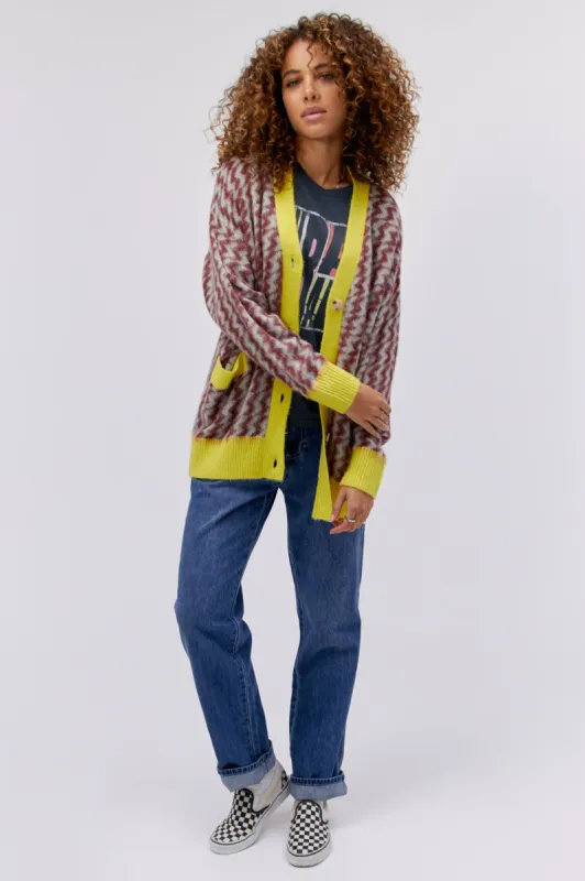 Zig Zag Cardigan in Mint Rust sold by Daydreamer