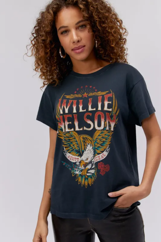Willie Nelson Abbott Texas Tour Tee in Vintage Black sold by Daydreamer