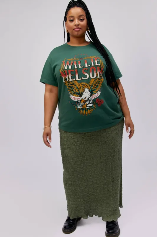 Willie Nelson Abbott Texas Tour Tee in Stormy Green ES made by Daydreamer