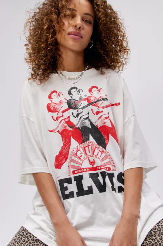 Sun Records x Elvis Repeat OS Tee in Vintage White sold by Daydreamer