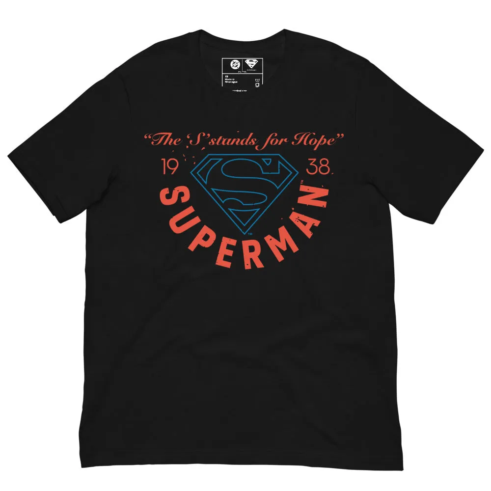 SUPERMAN "The "S" Stands for Hope" 1938 Exclusive T-Shirt sold by DC Comics
