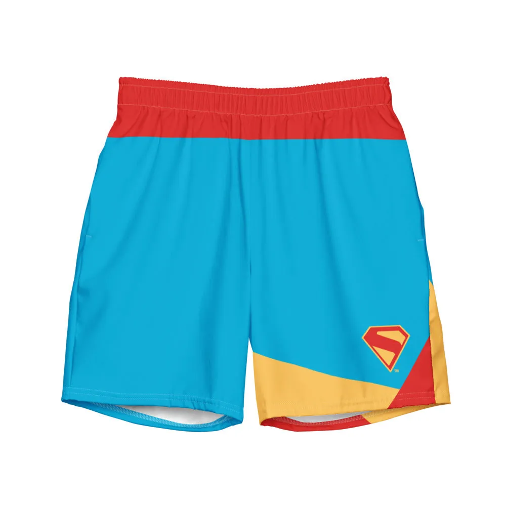 SUPERMAN (2025 Movie) S-Shield Color-Block Swim Trunks sold by DC Comics