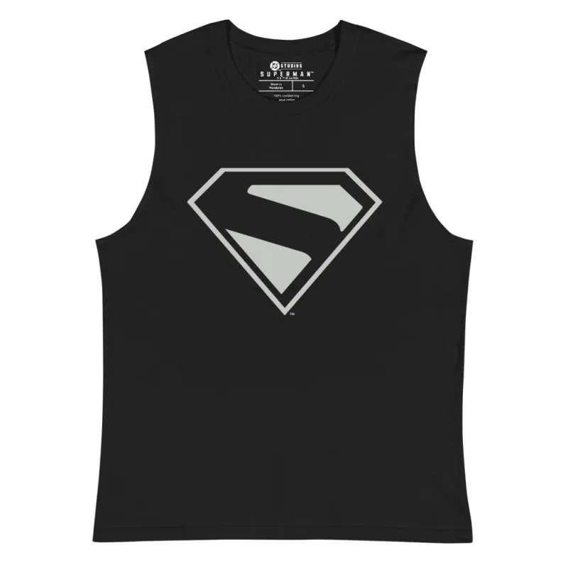 SUPERMAN (2025 Movie) Black & Silver S-Shield Muscle Shirt sold by DC Comics