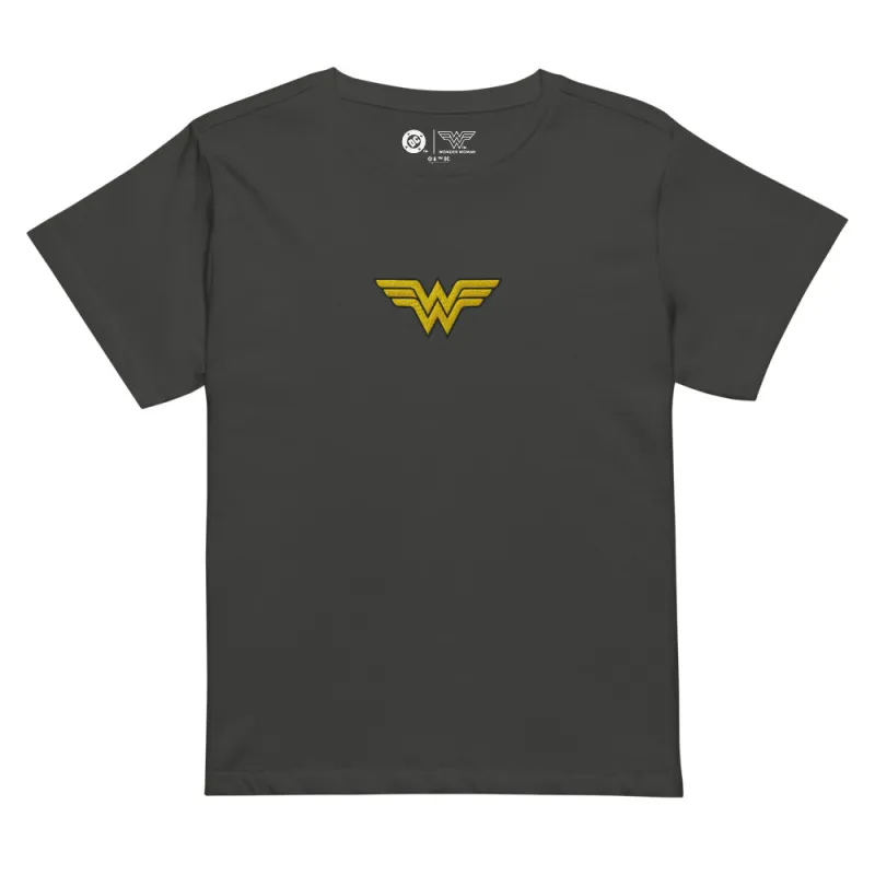 WONDER WOMAN Logo Embroidered Women's High-waisted T-Shirt sold by DC Comics
