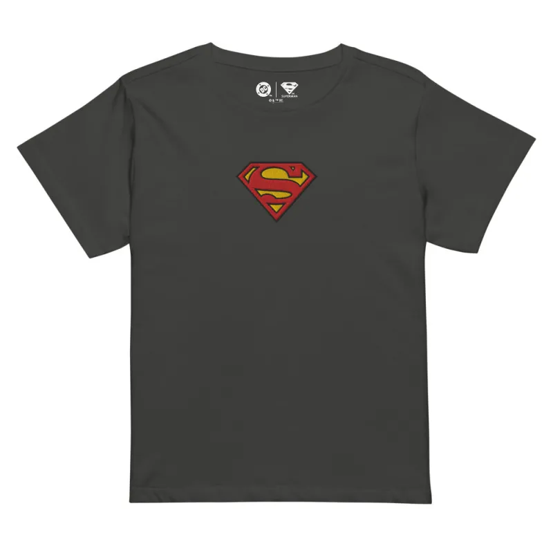 SUPERMAN Logo Embroidered Women's High-waisted T-Shirt sold by DC Comics