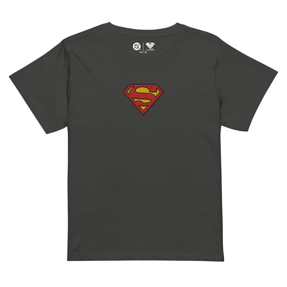 SUPERMAN Logo Embroidered Women's High-waisted T-Shirt sold by DC Comics