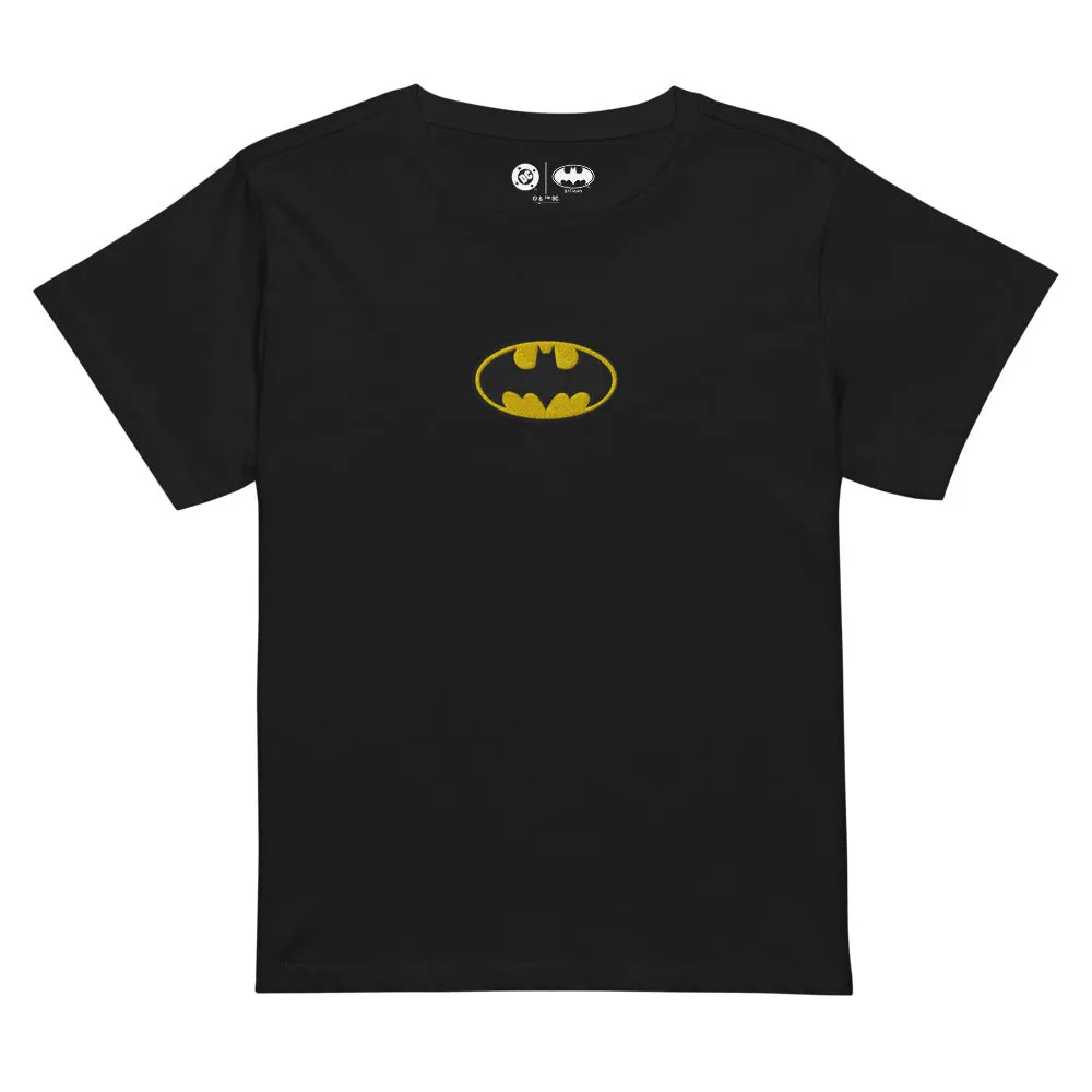 BATMAN Logo Embroidered Women's High-waisted T-Shirt sold by DC Comics