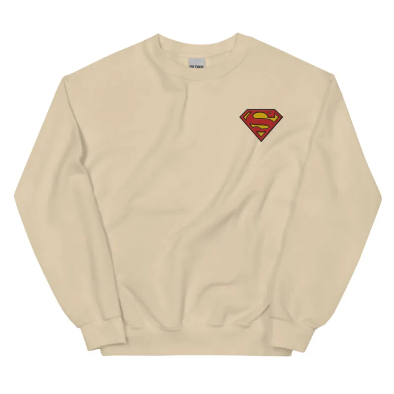 SUPERMAN Logo S-Shield Embroidered Crewneck Sweatshirt made by DC Comics