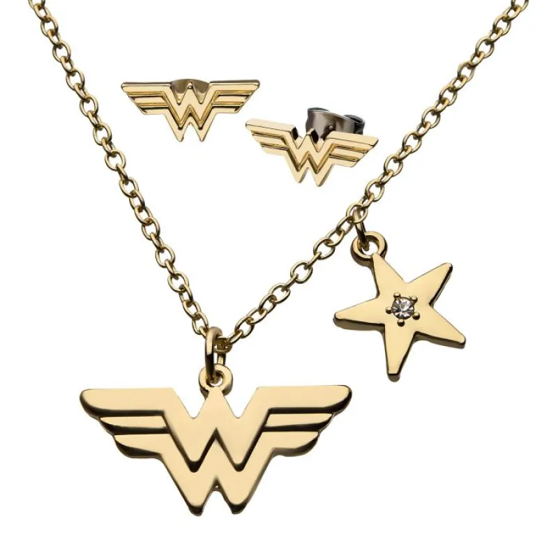 WONDER WOMAN Stud Earrings & Pendant Necklace Set sold by DC Comics