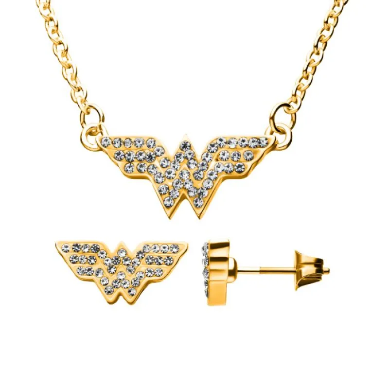 WONDER WOMAN Stud Earrings & Pendant Necklace Gem Set sold by DC Comics