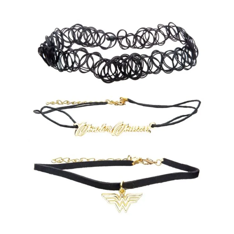 WONDER WOMAN Logo Elastic Tattoo and Cord Choker Set sold by DC Comics