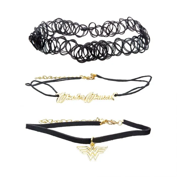 WONDER WOMAN Logo Elastic Tattoo and Cord Choker Set sold by DC Comics