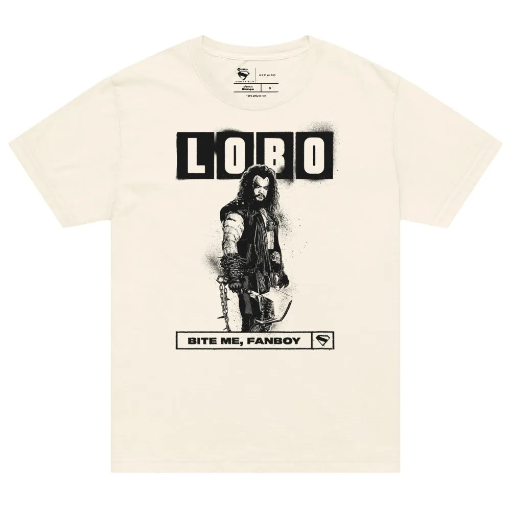 SUPERGIRL (2026 Movie) Lobo Oversized Garment-Dyed T-Shirt "Bite Me, Fanboy" sold by DC Comics