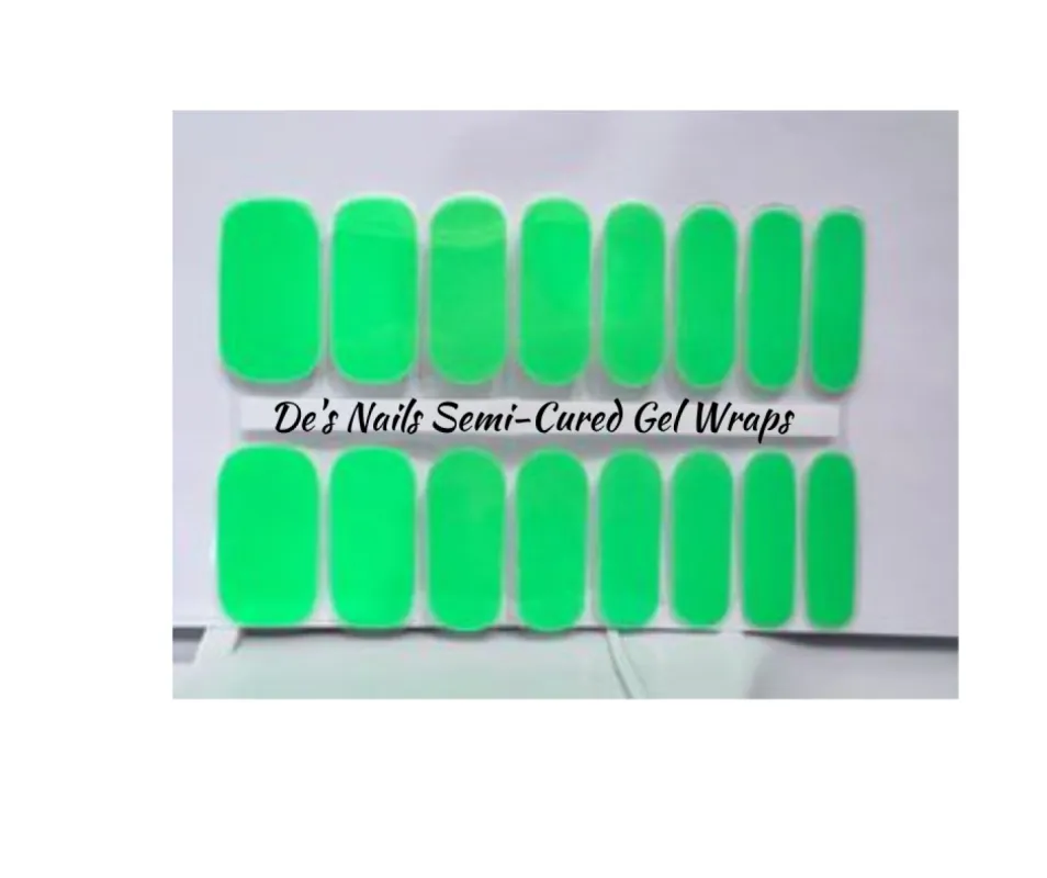 Neon Green Semi-Cured Gel Nail Wraps sold by De's Nails