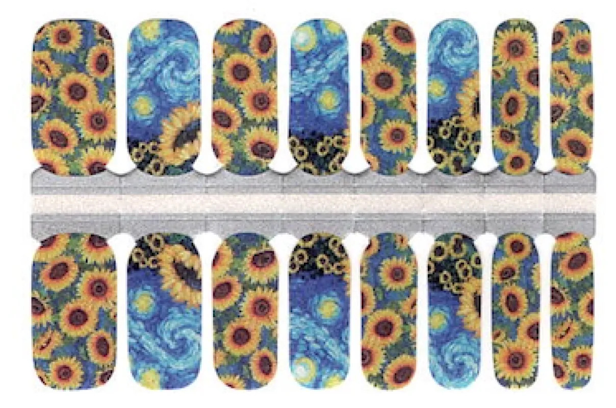 Sunflower Starry Night - Nail Polish Wraps sold by De's Nails