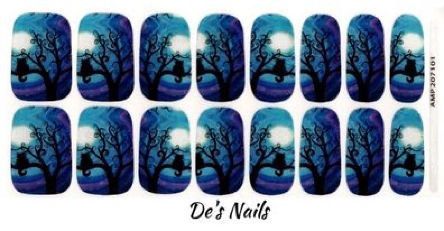 Blue Moon Kitty - Premium Nail Polish Wraps sold by De's Nails