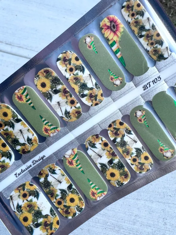 Sunflower Gnomes - Nail Polish Wraps sold by De's Nails