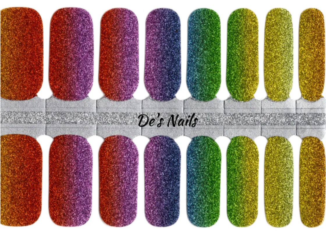 Rainbow Fade Nail Polish Wraps sold by De's Nails