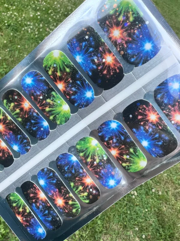 Fireworks and Bling  -  Nail Polish Wraps sold by De's Nails