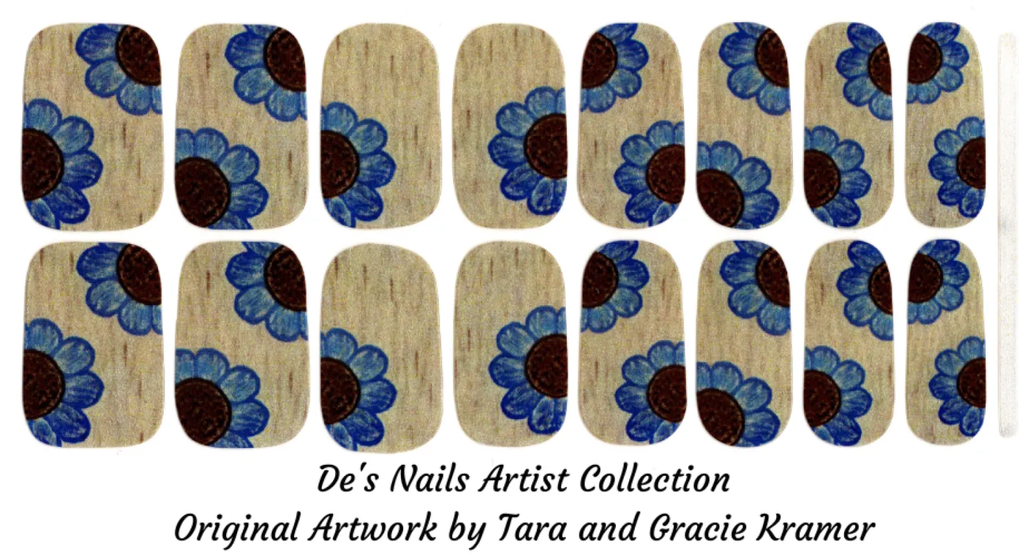 Blooming Blue - De’s Nails Exclusive Artist Line Premium Nail Polish Wraps sold by De's Nails