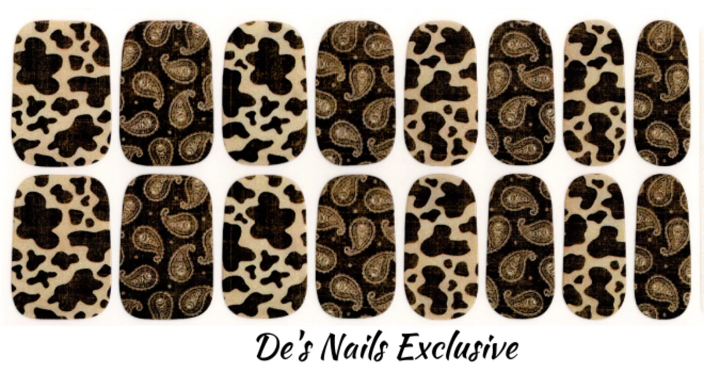 Moooo Paisley Please - De’s Nails Exclusive Premium Nail Polish Wraps made by De's Nails