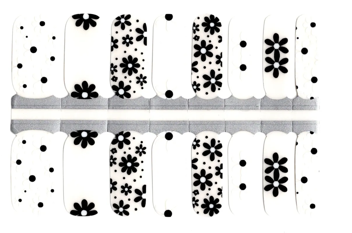 Black Daisy - Clear Overlay Nail Polish Wraps sold by De's Nails
