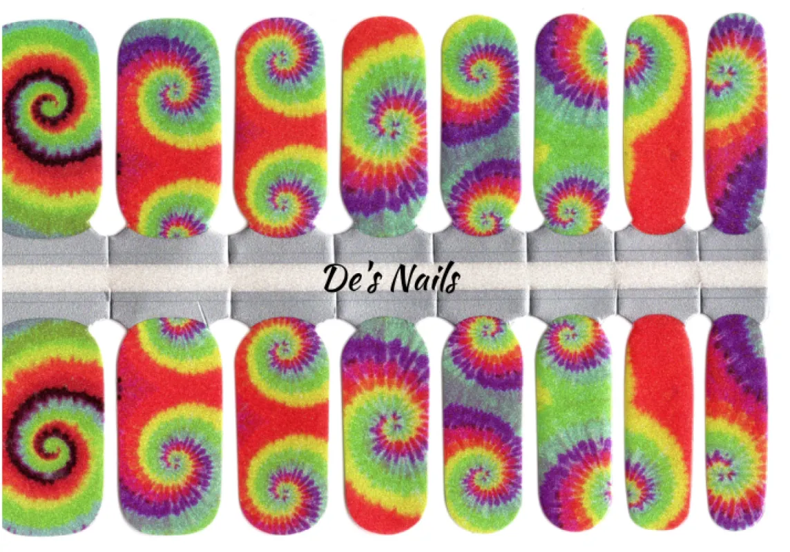 Tie Dye Swirl Nail Polish Wraps sold by De's Nails
