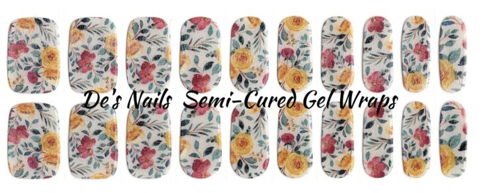 Dirty Dancing Floral -  Semi-Cured Gel Nail Wraps sold by De's Nails