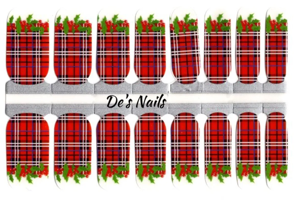 Holly-Day Plaid Nail Polish Wraps - Clear Overlay sold by De's Nails