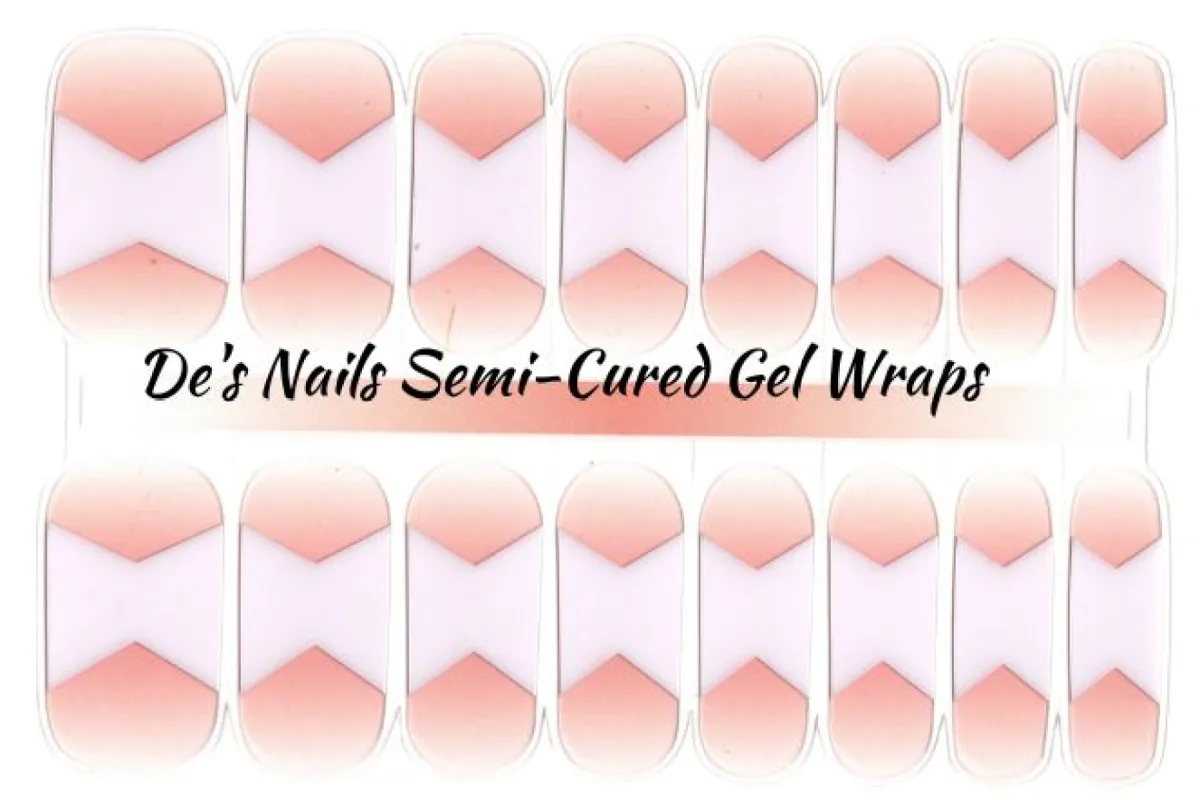 Geometric French Tip (partial clear overlay) Semi-Cured Gel Nail Wraps sold by De's Nails