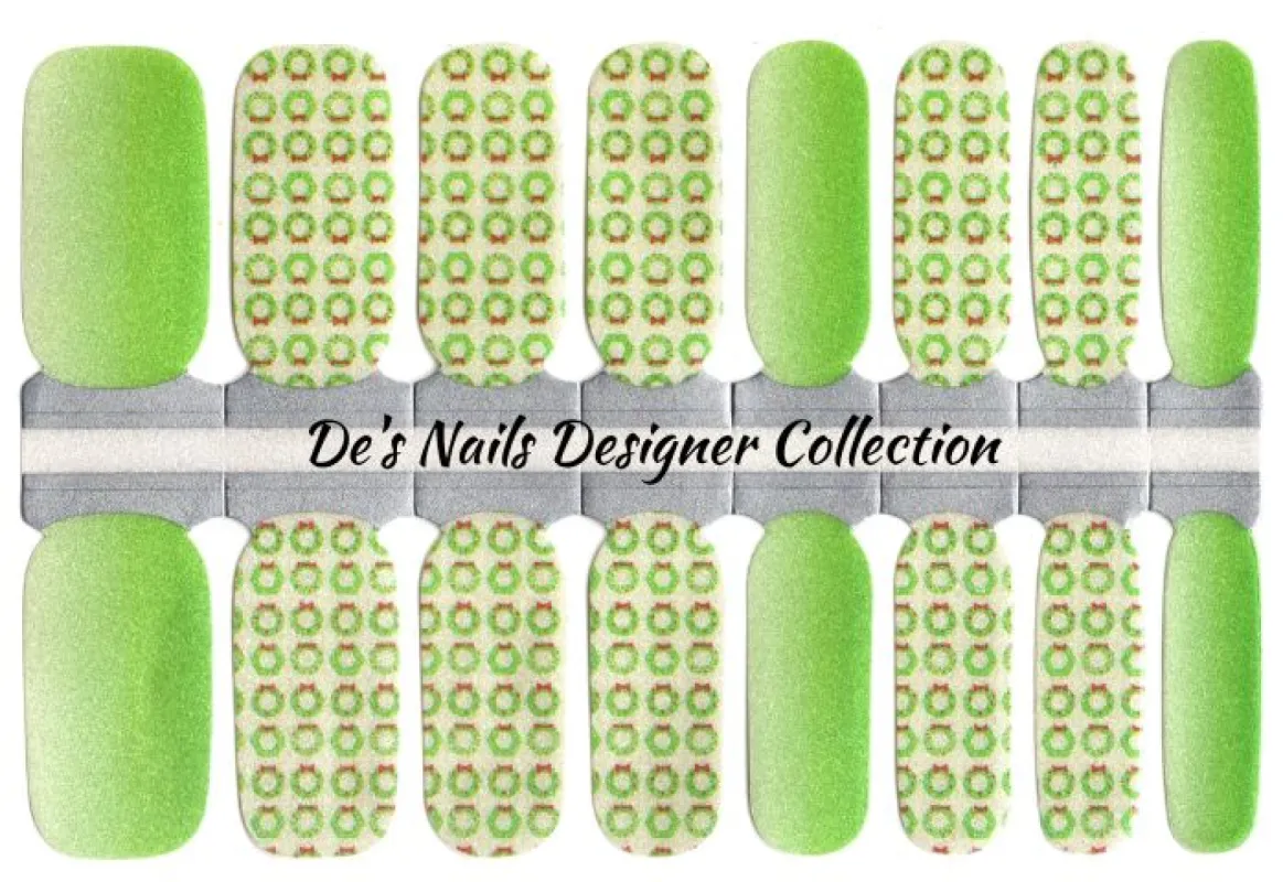 Holiday Wreath - Designer Nail Polish Wraps sold by De's Nails